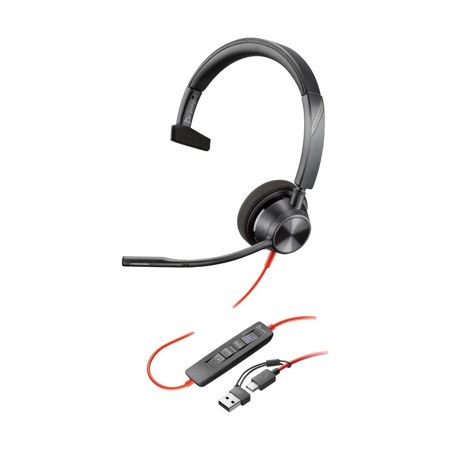 HP Poly Blackwire 3315 USB-C Wired Monaural Headset, Black