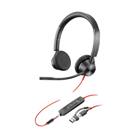 HP Poly Blackwire 3325 USB-C Wired Stereo Headset, Microsoft Teams Certified