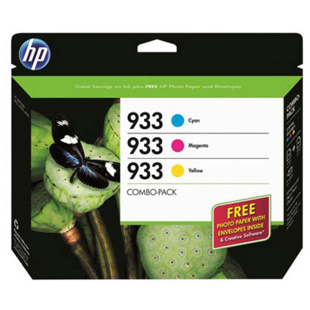 HP 933 Cyan/Magenta/Yellow Cartridge Combo Pack for 6000/6600/6700 Printers