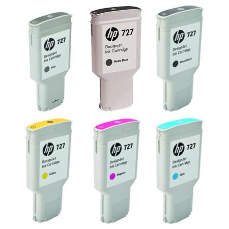 HP 727 300-ml DesignJet Ink Cartridge Bundle Black/Magenta/Yellow/Grey/Cyan/P Bk