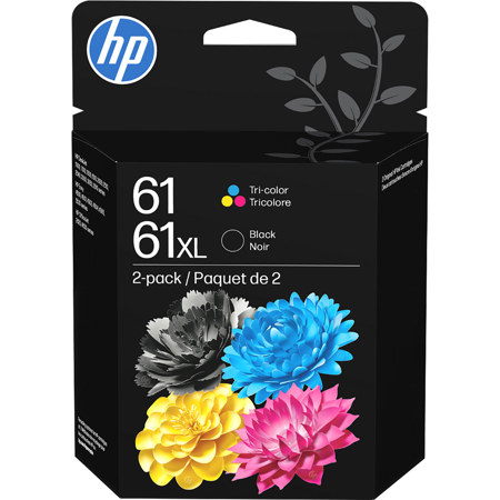 HP 61XL Black and 61 Tri-Color Original Ink Cartridge Combo, 2-Pack