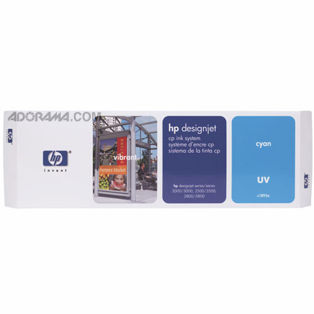 HP UV Cyan Ink Cartridge for the DesignJet 2000CP, 2500CP, 2800CP, 3000CP, 3500CP and 3800CP Inkjet Printers.