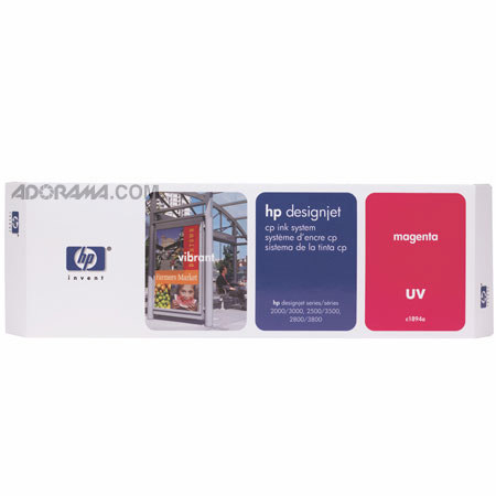 HP UV Magenta Ink Cartridge for the DesignJet 2000CP, 2500CP, 2800CP, 3000CP, 3500CP and 3800CP Inkjet Printers.