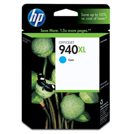 HP 940XL Cyan Officejet Cartridge C4907AN, 1400 Pages
