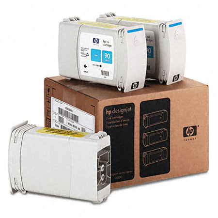 HP 90 3 Pack 400-ml Cyan Ink Cartridges