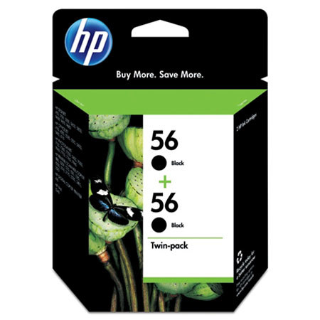 HP #56 Black Inkjet Cartridge Twin Pack, C9319FN