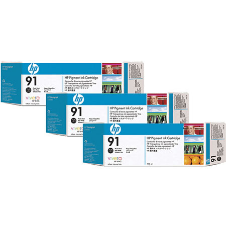 HP 91 3 Pack 775-ml Photo Black Ink Cartridges