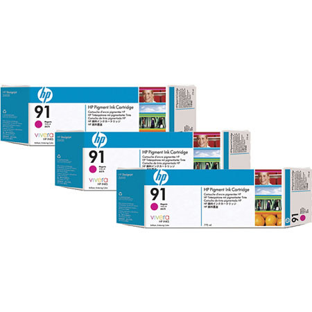 HP 91 3 Pack 775-ml Magenta Ink Cartridges