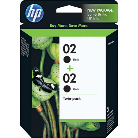 HP 02 Black Twin Pack Ink Cartridges