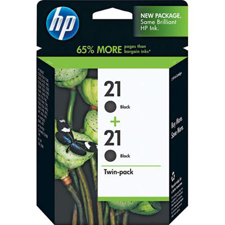 HP #21 2-Pack Black Inkjet Cartridges, 760 Black Pages