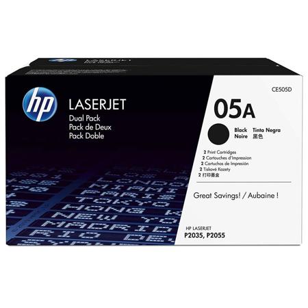 HP CE505D 05A Dual Pack LaserJet Black Family Print Cartridges for the P2035 and P2055 Printer Series (Yield: Appx. 2,300 Copies each)