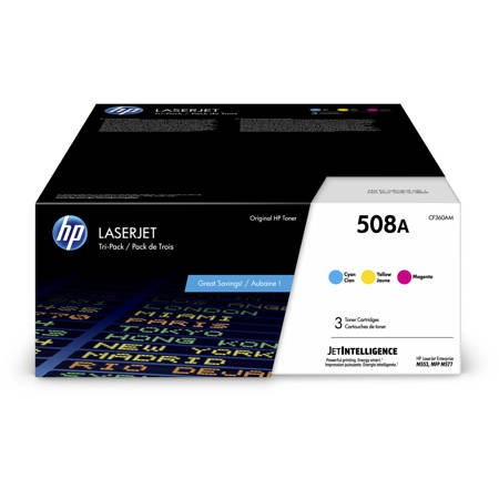 HP 508A Cyan/Magenta/Yellow Original LaserJet Toner Cartridges,5000 Pages,3-Pack