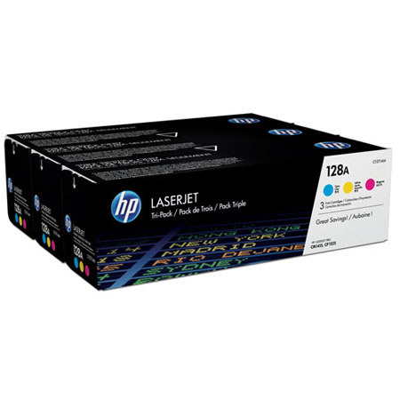 HP 128A Cyan/Magenta/Yellow Tri-Pack LaserJet Toner Cartridges