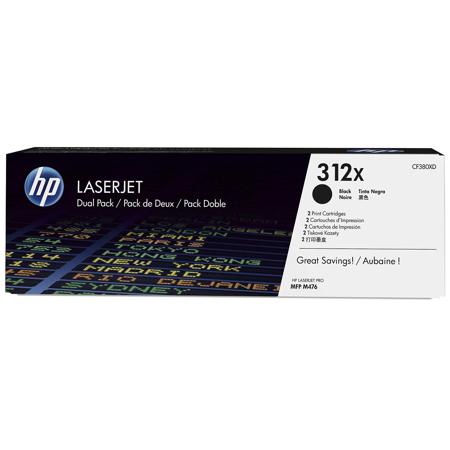 HP 312X Color LaserJet Pro M476 Black MFP LaserJet Toner Cartridges, Pack of 2