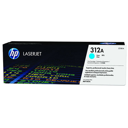 HP CF381A 312A Original LaserJet Toner Cartridge, Cyan
