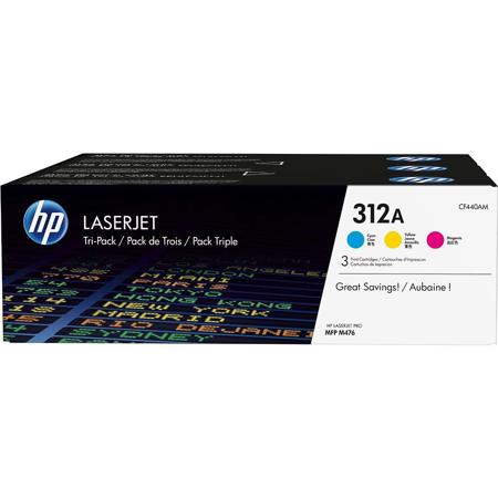 HP 312A Cyan/Magenta/Yellow Original Laser Toner Cartridge for Color LaserJet Pro M476 Printer, 2700 Page Yield, 3 Pack