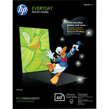 HP Premium Plus Glossy Photo Paper, 5 x 7, 60 Sheets/Pack (CR669A)