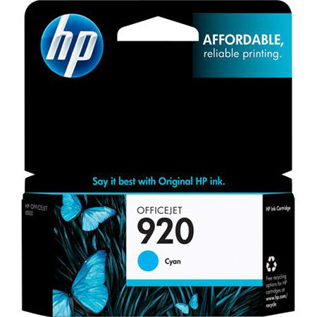 HP 920 Cyan Officejet Ink Cartridge, Yield 300 Pages