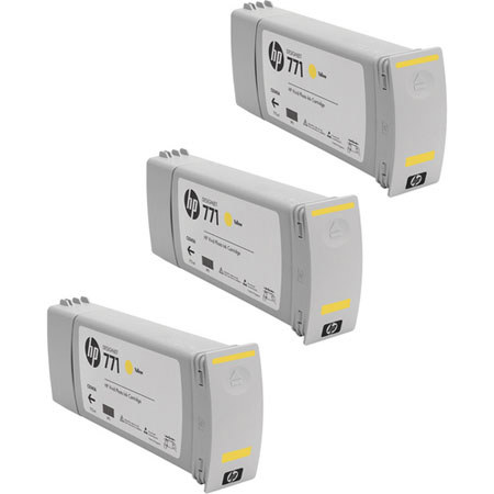 HP CR253A 771 3 Pack 775-ml Yellow Ink Cartridges
