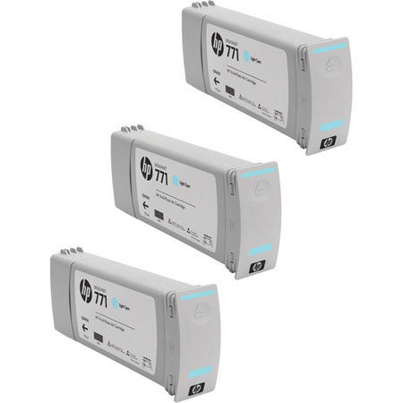 HP CR255A 771 3-pack 775-ml Light Cyan Ink Cartridges