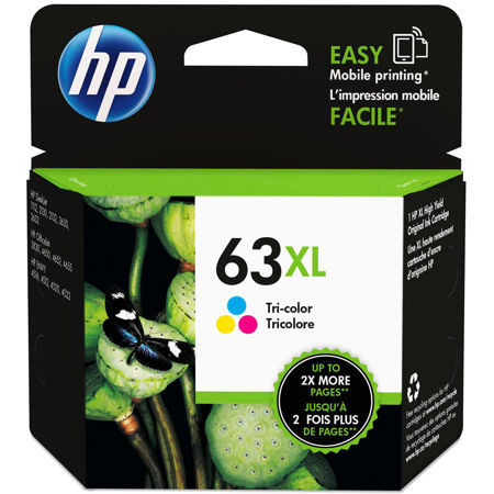 HP 63XL High Yield Tri-Color Original Ink Cartridge, 330 Pages
