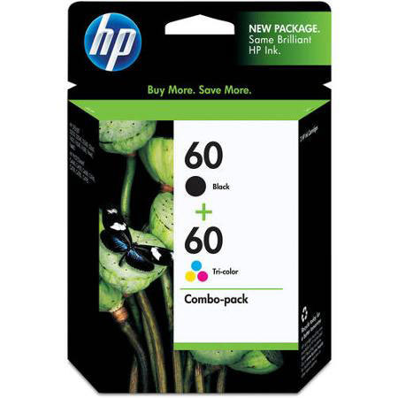 HP 60 Black/Tri-Color Original Ink Cartridge, Combo Pack of 2