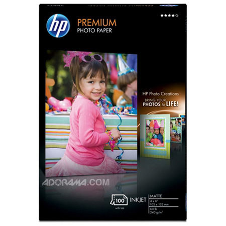 HP Q6563A Premium Matte Photo Paper, 4x6, 100 Sheets
