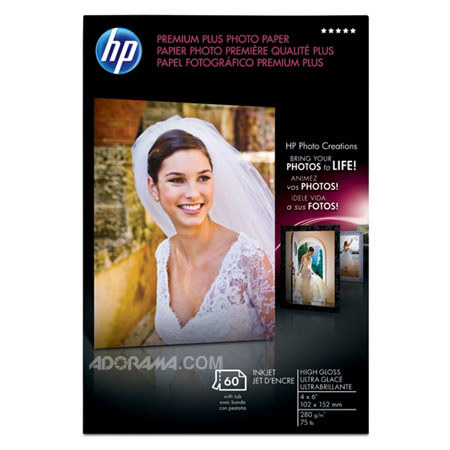 HP Premium Plus Glossy Photo Paper 4x6in 60 Sheet Pack