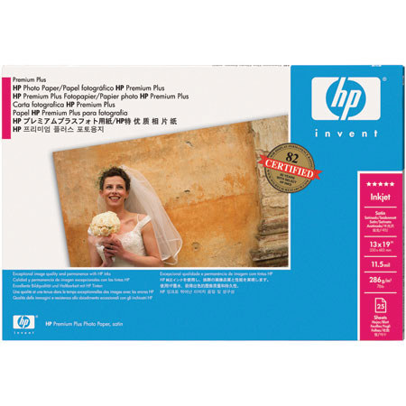 HP Premium Plus Satin Semi-Gloss Photo Paper, 13 x 19in