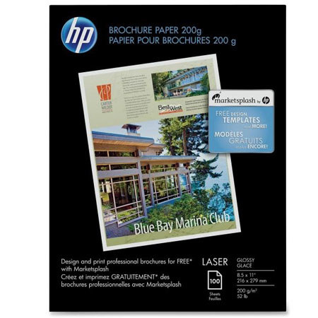 HP Q6608A Color Laser Glossy Brochure Paper, 8.5x11", 100 Sheets
