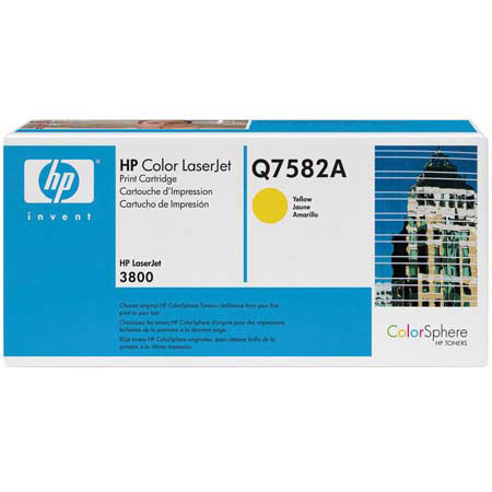 HP Q7582A Yellow Cartridge, 3800 Series, 6K Copies