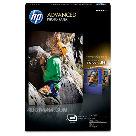 HP Advanced Glossy Photo Paper, 4 x 6in, 100 Sheets