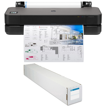 HP DesignJet T210 24" LF Thermal Inkjet,2025, with Matte Bond Inkjet Paper Roll
