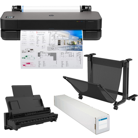 HP DesignJet T210 24" LF Thermal Inkjet,2025, w/Stand, Sheet Feeder, Paper Roll