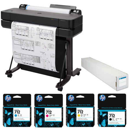 HP DesignJet T630 24" LF Thermal Inkjet,2025,w/Color & 38ml Black Ink,Paper Roll