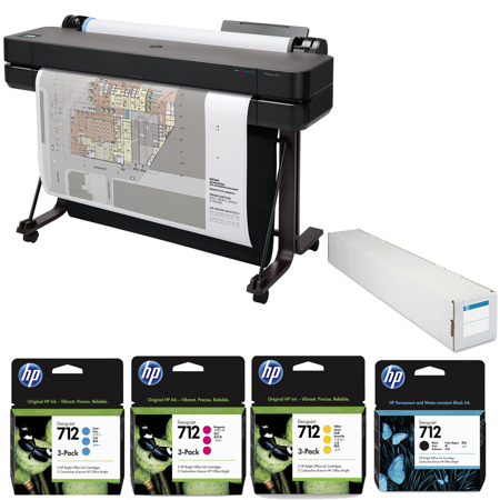 HP DesignJet T630 36" LF Thermal Inkjet,2025,w/Color & 80ml Black Ink,Paper Roll