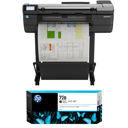 HP DesignJet T830 24" MFP Inkjet Plotter Printer, Bundle with Black Ink Pack