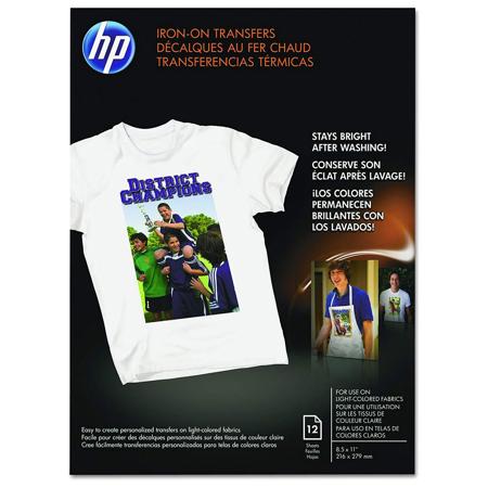 HP Iron-On Transfers for T-Shirts, 8.5x11", 12 Sheets