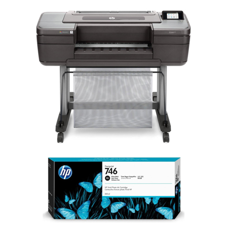 HP DesignJet Z9+ 24" Large Format PostScript Inkjet Printer, Bundle with Black Ink Pack