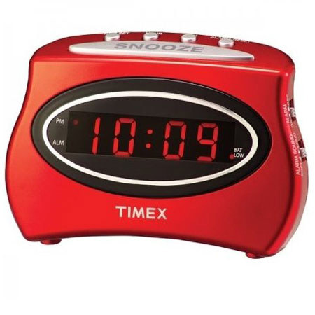 Timex T101R Extra Loud LED Alarm Clock, Red