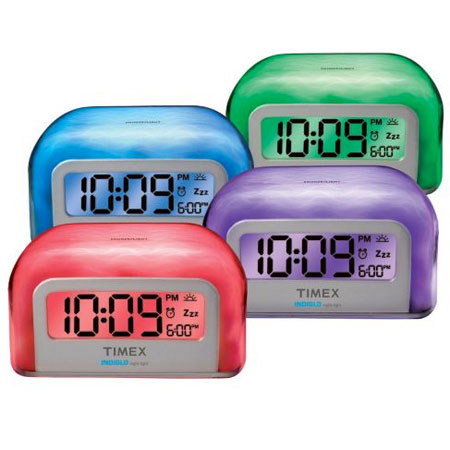 Timex T105W Color Changing Alarm Clock, Anywhere Snooze