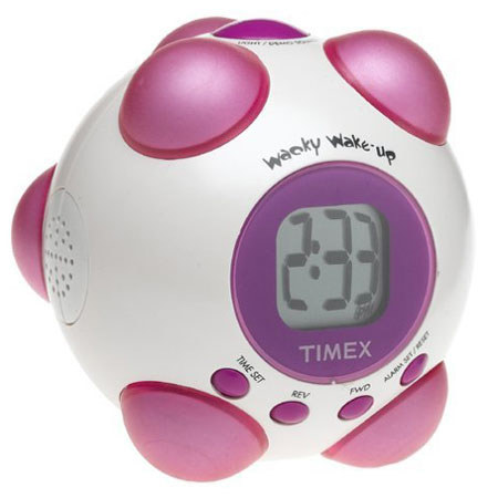 Timex T156WP Wacky Phrases Shake n Wake Colorful Alarm Clock W/Vibration WH/PN
