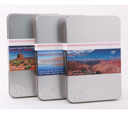 Hahnemuhle Photo Rag Baryta 315, 100% Cotton High Gloss, Natural White Inkjet Paper, 315gsm, in Tin Box 4" x 6" - 30 sheets