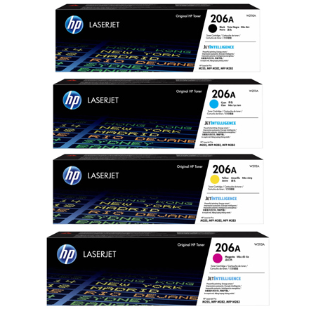 HP 206A Original 4-Color Toner Cartridge Bundle for LaserJet Pro M255/MFP M282/M283 Printers