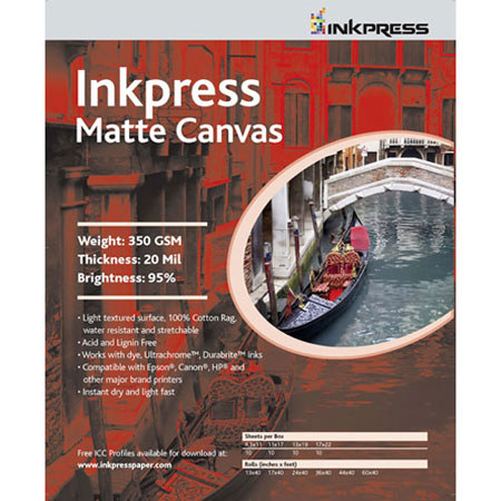 Inkpress ACW111750 Matte Canvas, 11x17", 50 Sheets