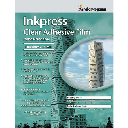 Inkpress AF131920 Clear Adhesive Film, 13x19", 20 Sheets