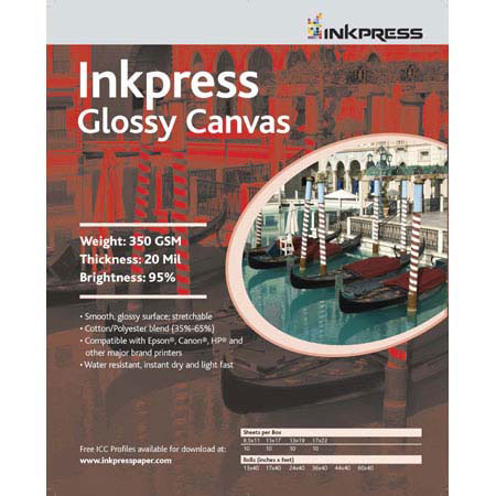 Inkpress Artist's Waterproof Stretchable Canvas Bright 36"x40' Roll #ACWG3640