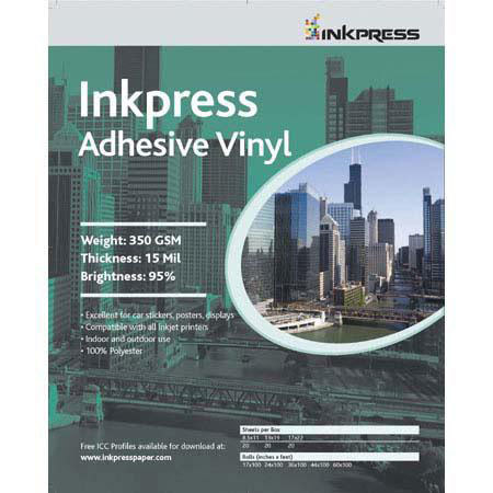 Inkpress AV3660 Adhesive Vinyl Signage Media, 36"x60' Roll