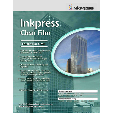 Inkpress CF24100 Clear Inkjet Film, 24inx100ft Roll