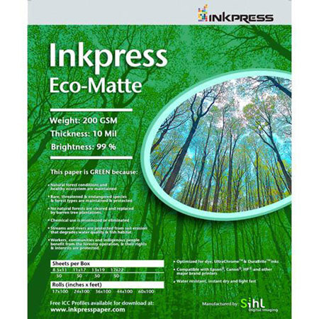 Inkpress Eco 95% Bright Matte Photo Paper (8.5x11"), 5 Sheets